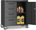 Tool Storage Cabinet, Rolling Tool Cabinet with 4 Drawers and 1 Door for Garage, Tool Room, Assembly Required(Black)