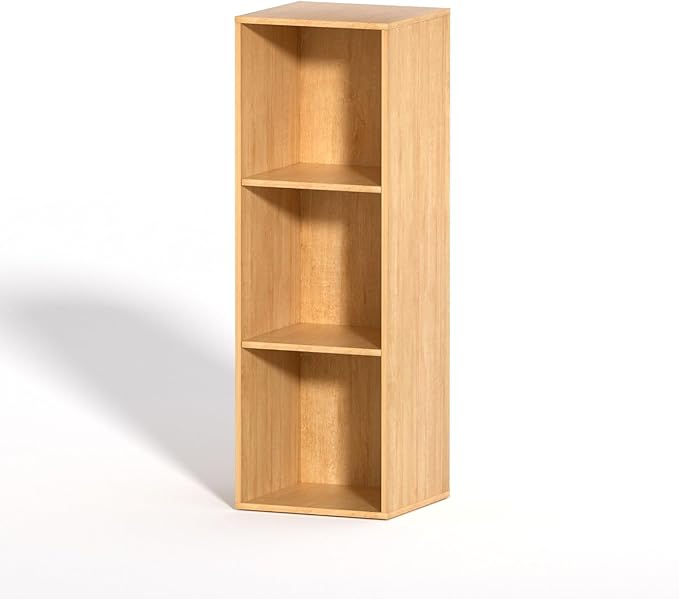 3 Cube Storage Organizer, 3 Tier Cube Low Bookcase Freestanding Storage Display Organizer for Home Office, Three-Cubes Open Shelf Short Bookshelf (Oak, 3 Cube)
