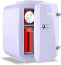Mini Fridge, 4 Liter Makeup Fridge, 110V AC/ 12V DC Thermoelectric Cooler and Warmer Small Fridge for Bedroom, Drink, Dorm, Car, Purple