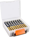 FULLCASE Battery Storage Organizer Holder Holds 72 AA AAA Batteries, Box Cases Garage Container, Home Drawer Organization Dispenser (Case Only) (White)