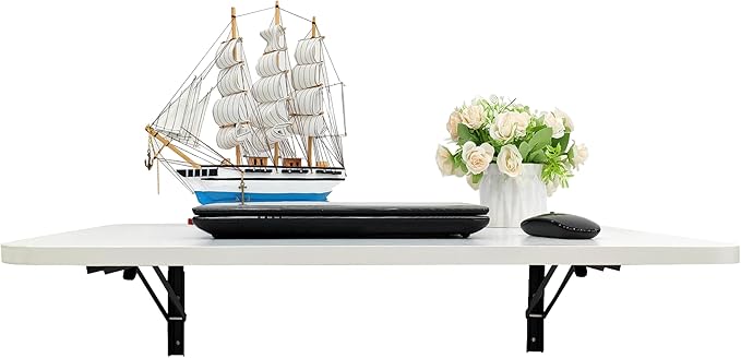 31 "x22.8 Wall Mounted Folding Table with Foldable Bracket, Suitable for Folding Tables on Balconies, Laundry Rooms, Kitchens, Home Offices, bedrooms, and Living Rooms (White)