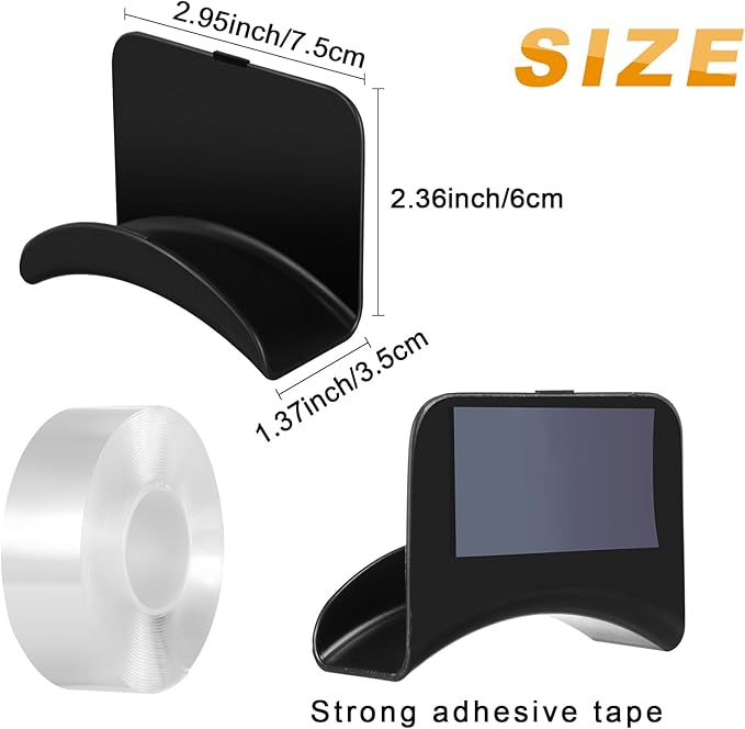 Headphone Wall Hangers Adhesive Gaming Headset Holder Hooks for Wall Mount Strong Universal Stand Hooks for Most Headphone Controller, Hat, Baseball Caps, Door, Closet(Black,24 Pcs)