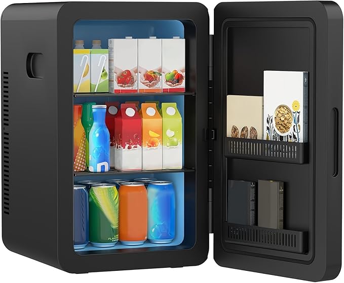 advwin 22L Mini Fridge for Bedroom, 30 Cans Portable Cooler & Warmer Compact Refrigerators with AC/DC Power for Skin Care, Beverage, Cosmetics, Food, Drinks, Office Desk Dorm Room