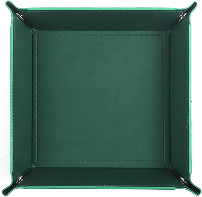 siduater Valet Tray Desktop Storage Organizer – Vegan Leather Catchall Tray Bedside Vanity Tray Nightstand Caddy Holder for Remote Controller, Watch, Keys, Phone, Wallet, Coin, Jewelry, Midnight Green