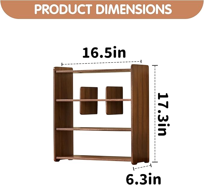 Coffee Cup Holder for Countertop Walnut Wood Coffee Mugs Holder for Kitchen Mug Display Rack (4-Tier Walnut wood B)