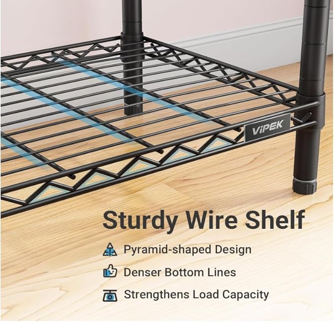 VIPEK X20 Plus Expandable Reach-in Closet Rack Adjustable from 3'9" to 5'2" Clothing Rack with Extendable Shelves and Hanger Rods Portable Clothes Racks Open Walk-in Closet System, Black