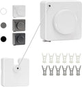 15.7Ft Retractable Clothesline Indoor an Anti-sag Retractable Clothesline Outdoor,Laundry Line Wall Mounted Stainless Steel Wire Laundry, with 12 Clip(White)