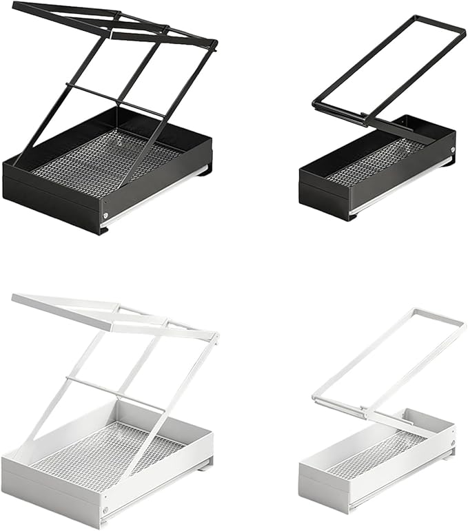 Collapsible Sink Holder Kitchen Tool Organizer Drain Tray with Cleaning Supplies Holder Storage Rack for Brushes and Detergent