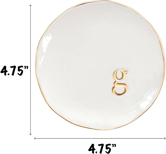 COLLECTIVE HOME - Ceramic Jewelry Tray, Decorative Trinket Dish for Rings Earrings Necklaces Bracelet Watch Keys, Birthday Mother's Day Christmas Gift for Women, 4.75", Glossy (g)