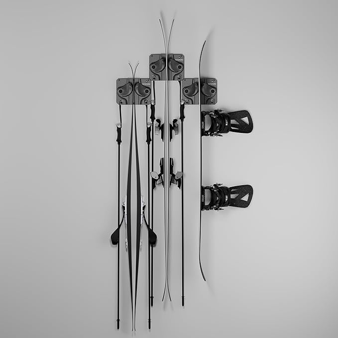 Gravity Grabber - Ultimate Ski & Snowboard Wall Rack | Secure, Non-Slip Storage | Fits Any Ski/Board | Garage Organization | Ski Storage Rack | Snowboard Storage Rack | Winter Gear Organizer | 3 Pck
