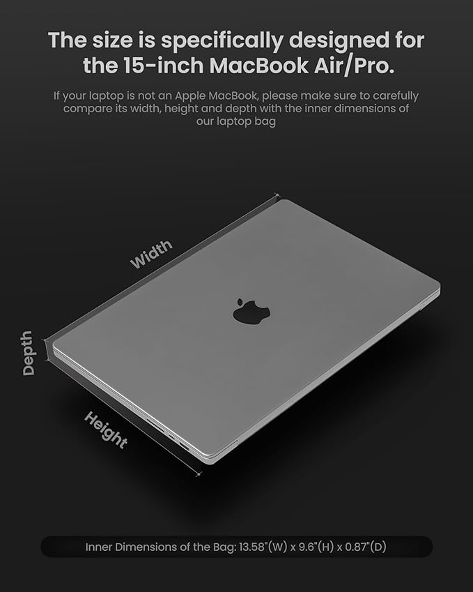 tomtoc Laptop Sleeve for 15-inch MacBook Air M4/A3241 2025, M3/A3114 2024, M2/A2491 2023, Water-Resistant Slim Case Bag for 15-inch Surface Laptop 7th(Copilot+ PC)/6/5/4, Minimalist Design, Voyage-A10