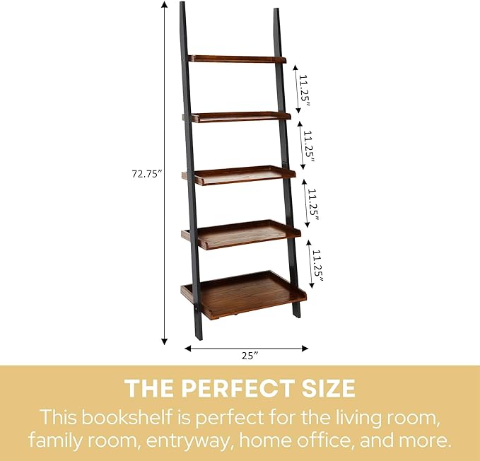 Convenience Concepts French Country Bookshelf Ladder, Dark Walnut / Black