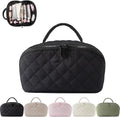 2026 New Travel Makeup Bag,Festivalment Wide Open Lay-Flat Water-Resistant Cosmetic Case,Puffy Padded Organizer for Toiletries & Brushes Large Capacity with Compartments