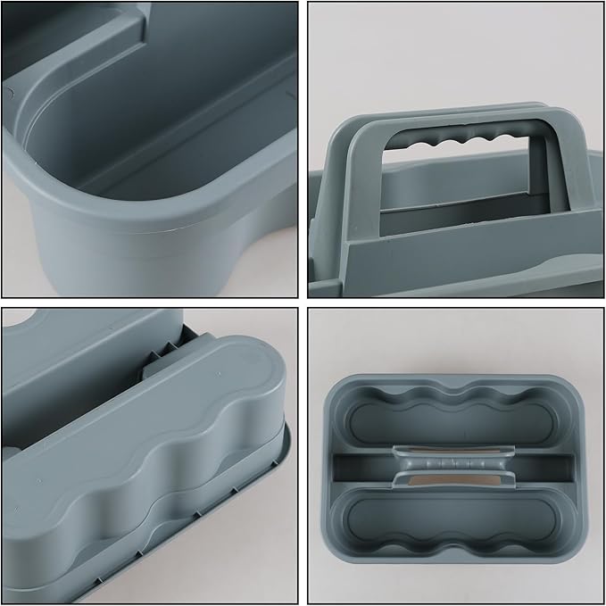 Hespama 6-Pack Cleaning Storage Caddy with Handle, Plastic Easy Carry Cleaning Caddy