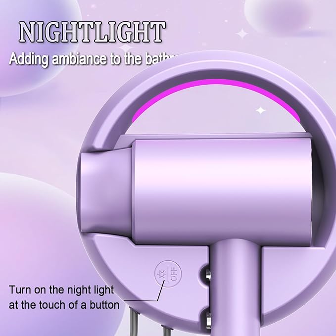 110V Hotel Wall Mounted Hair Dryer for Bathroom（with Night Light） Professional Styling HairDryer for Salon【Blue Light Negative Ions】 Fast Drying Restroom Blow Dryer，Matte Texture - Emerald Green