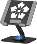 Tablet Stand for iPad, 360° Rotating Aluminum Foldable Holder – Adjustable Desk Stand | Fits iPad Pro 12.9/11,Samsung Galaxy Tab – Portable for Home, Office & Travel,Black