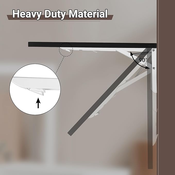 Wall Mounted Folding Table 47.2”L x 19.7”W, Laundry Folding Table with Heavy Duty Metal Collapsible Shelf Brackets, Wall Mounted Desk Fold Down for Small Spaces, Black