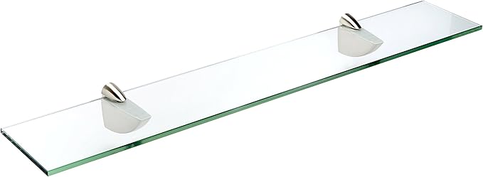 Spancraft Glass O-4.75x27-Brushed Steel Oriole Glass Shelf, Brushed Steel, 4.75" x 27"