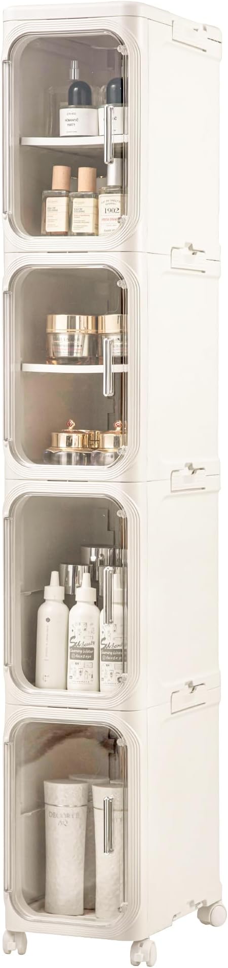 4-Tier Slim Tall Narrow Bathroom Storage Cabinet, Cream White