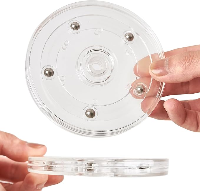 6 inch Small Lazy Susan Turntable Acrylic Ball Bearing Rotating Tray for Spice Rack Table Cake Kitchen Pantry Decorating Bathrooms, 20-lb Load Capacity (360˚ Rotation) – Transparent