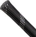 Braided Cable Sleeving, PET Expandable Braided Cable Sleeve, Flexible Mesh Sleeving Cord Management for Audio Video and Other Home Device, Cord Protector from Pets (Black Silver, 1" x 25ft)