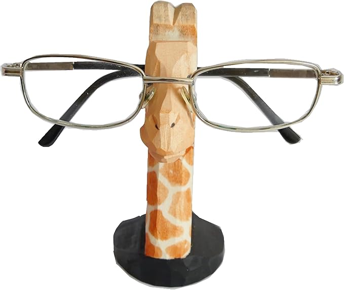 Red Dollar Handmade Wood Carved Animal Eyeglass Holder, Cute Sunglasses Display Stand, Nightstand Home Office Desk Decor, Christmas Holiday New Year Business Men Women Adults (Giraffe)