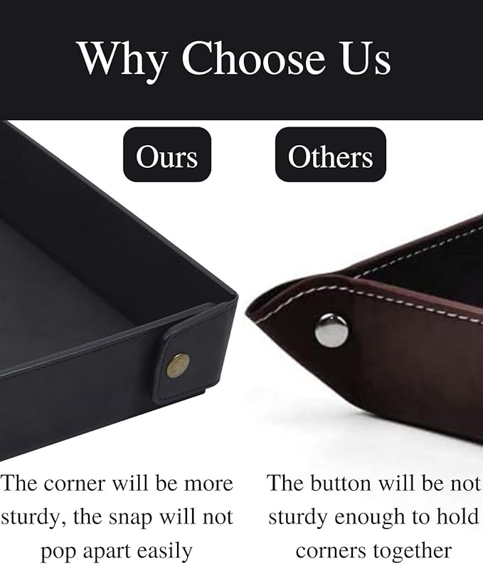 CASIRENA Father's Day Gifts Faux Leather Valet Tray Organizer for Men - Catch-All Tray for Entryway Table Key, Wallet, Watch, Coin Change, Phone, Dresser EDC Dump Jewelry, Bedside Nightstand Desk-top