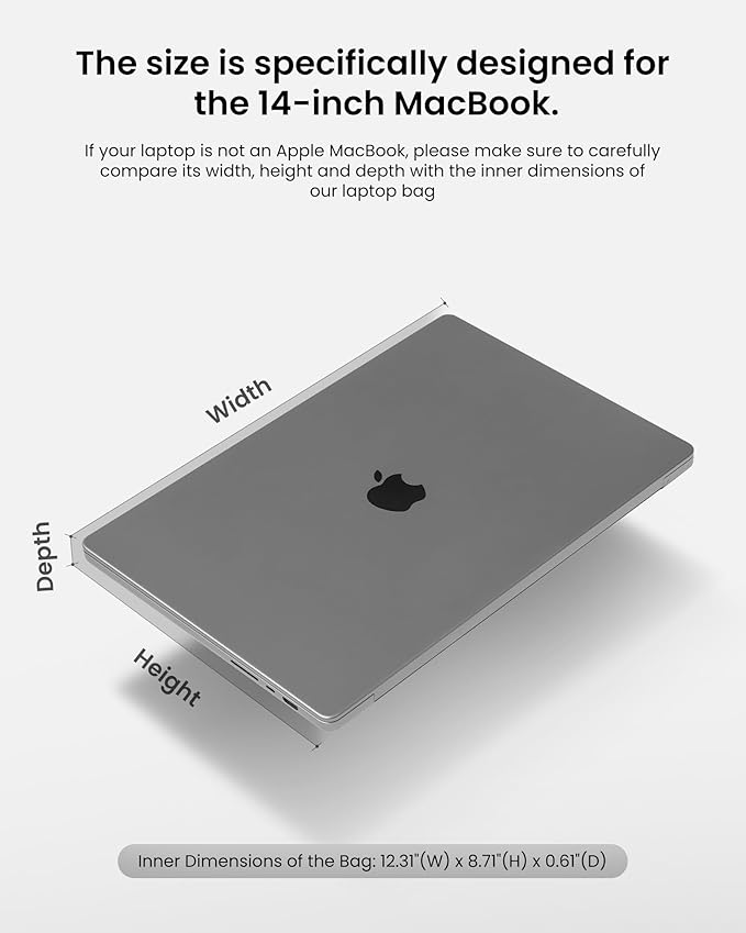 tomtoc 360° Protective Laptop Sleeve for 14-inch MacBook Pro M5/M4/M3/M2/M1 Pro/Max A3434 A3112 A3401 A3185 A2992 A2918 2025-2021, Water-Resistant Case Bag with Accessory Pocket for 13.8Surface Laptop