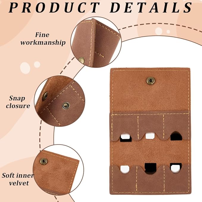 2PCS PU Leather Memory Card Holder with Metal Snap Button Micro SD Carry Cover Foldable Gaming Card Organizer Portable Retro Leather Guitar Pick Case for Travel Daily Storage CFexpress SIM