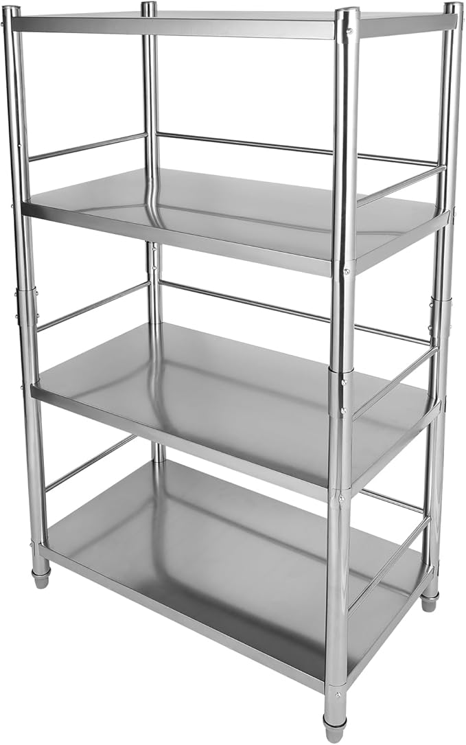 Storage Shelves, 4-Tier Wire Storage Shelves with Fall Protection Guardrail, UltraDurable Heavy Duty Steel Wire Rack Storage for Home & Garage Shelving