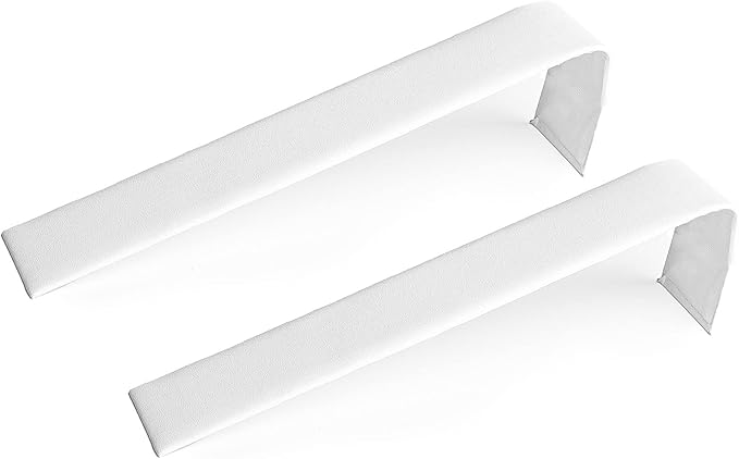 Novel Box 2 Pack Bracelet/Watch Ramp White Leatherette 2x8.25x2 Inches - Slim and Sleek Ramps for Jewelry Display - Bracelet Holder Organizer Stand for Wedding, Selling & Personal Use