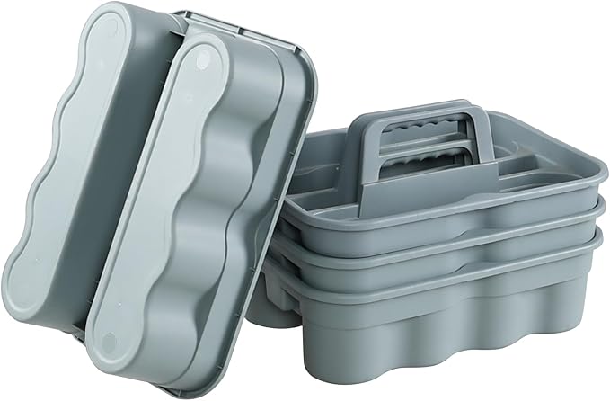 Plastic Cleaning Supplies Caddy with Handle, 4 Pack Storage Caddy, Gray