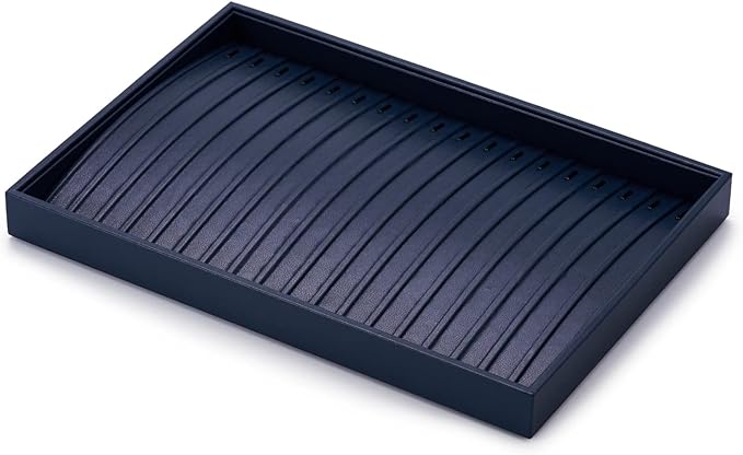 Oirlv Stackable Necklace Pendant Bracelet Organizer Tray Blue Leather Jewelry Drawer Organizer Trays