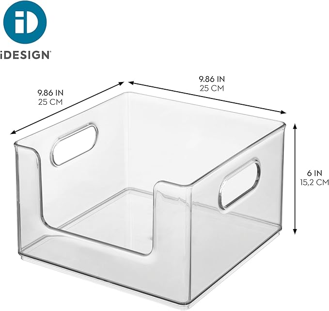 iDesign Stackable Clear Open Front Storage Bin, Easy Access Organizer for Pantry or Cabinet, 4-Pack