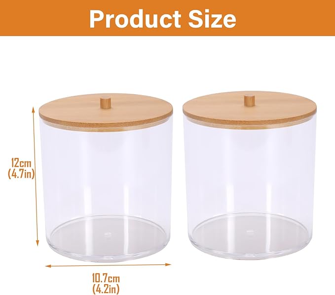 2Packs Scrunchie Organizers Holder，Hair Accessories Organizer with Wooden Lid,Acrylic Hair Tie Clip for Bathroom Storage Organizer & Beauty Supplies(Clear)
