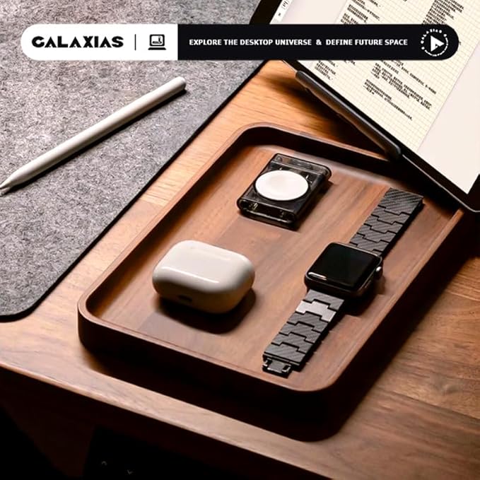 Galaxias Desktop Drawer Storage Tray, Men's Storage Box, Made of Walnut Wood, a Beautiful Office Desk Accessory Suitable for Both Office and Home use.