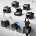 Rotatable Cord Organizer, Enhanced Spring Cable Clips, Strong Adhesive Cable Management, Desk Cord Holder for Nightstand, Office Accessories and Car (8*Black)