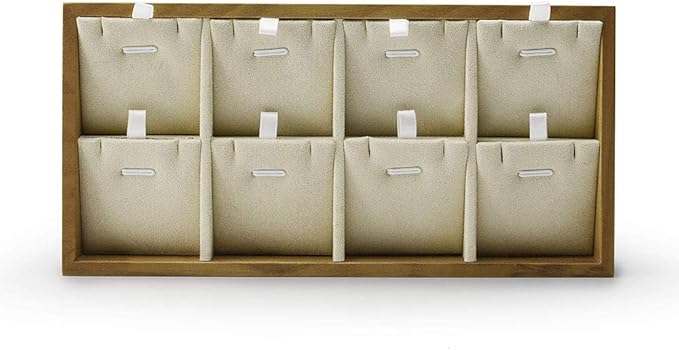 Oirlv Solid Wood Jewelry Organizer Tray Pendant Necklace Storage With Pads (Creamy-white)