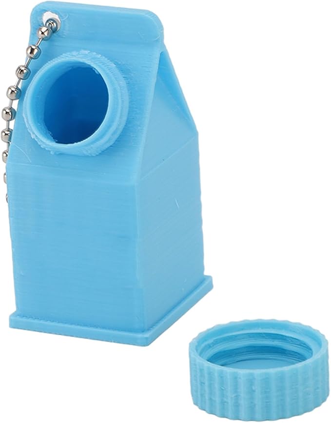 TOPINCN Milk Carton Box Keychain,Tolerant Holder Milk Carton Keychain Holder Mini Lactose Intolerance Pills Case Keychain Container (Blue)
