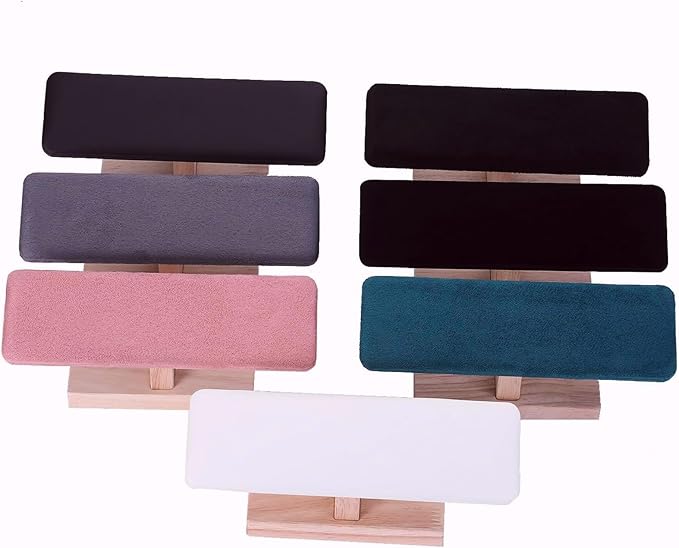 Wooden Watches Display Tower Base Watch Neck Bracelet Organizer Rack Bangle Scrunchie Headband Showcase Tower Pink Suede