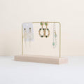 GemeShou Maple Earring holder for selling, Brass earring stands and displays for show, Wood Jewelry Storage hanging shelf for Girl Woman【U Shelf-Maple】