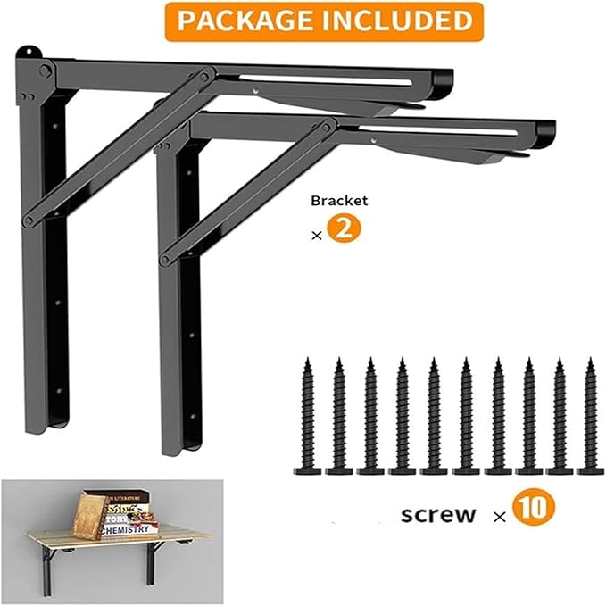 TORACK 24" Folding Shelf Brackets Heavy Duty Shelf Bracket Wall Mounted Triangle Hinges for Shelves Collapsible Table Brackets Workbench Supports for Garage(1 Pair)