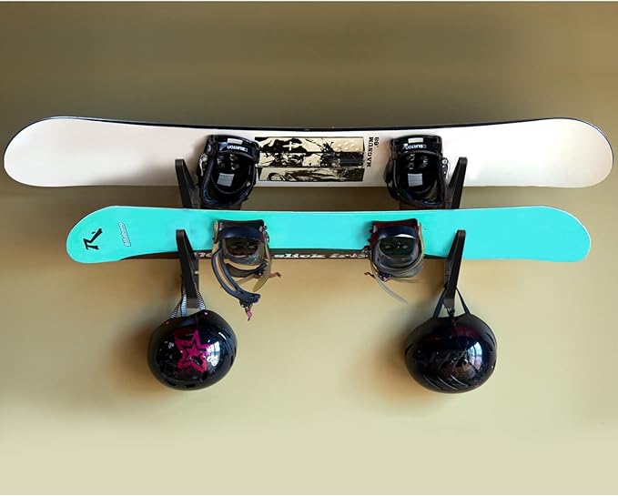 Poskad Snowboard Wall Mount Rack,Adjustable Storage Layers Space Saving Design,Home and Garage SKi Board Storage. (3 Set)