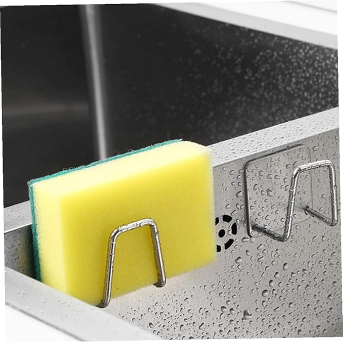Garneck 4Pcs Stainless Steel Kitchen Sink Sponge Holder Sponge and Dishcloth Storage Racks Organizer for Kitchen Counter and Bathroom Reusable Drain Tray for Cleaning Tools