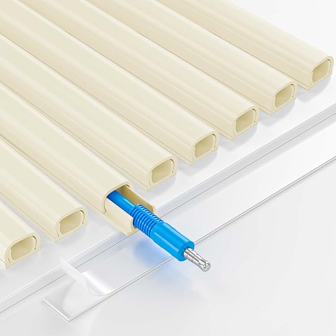 Yecaye 128in Wall Cord Hider for 1 Mini Wire, On-Wall Cord Cover Channel, Wire Concealer, Cable Cover Cable Management for Home Office, W0.5in H0.31in, Beige