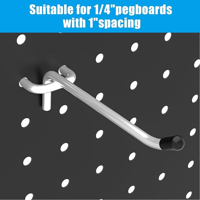 157 PCS Extra Thick Pegboard Hook Set, Metal Pegboard Accessory Organizer with Storage Bins and Peg Locks, Fits 1/4 Inch Pegboard Only, Ideal for Tools, Garage and Workshop Storage (Silver)
