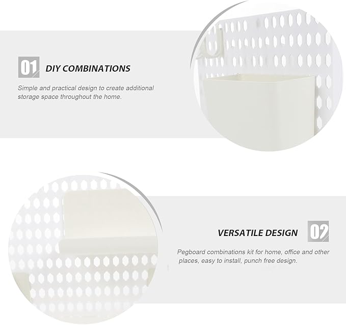 Wall Pegboard Storage Shelf White Plastic Organizer Rack for Hanging Wall Storage DIY Combination Holder for Keys Towels Toothbrushes Mini Pots