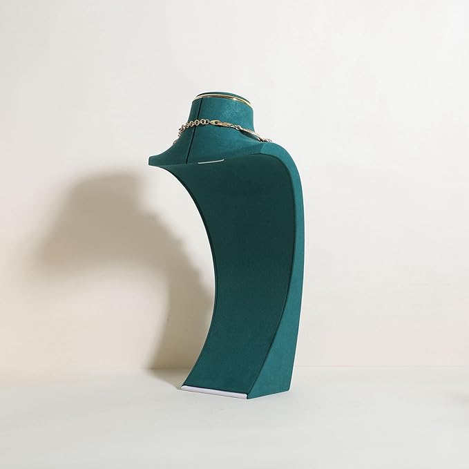 velvet necklace display stand, necklace display holder for selling, bust jewelry display, necklace mannequin display stand【Green-Large】