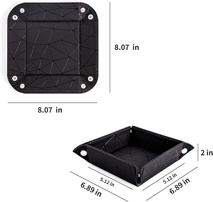 PU Leather Valet Tray for Mens and Women Catchall Tray for Keys,Watch,Jewelry Small Nightstand Bedside and Entry Table Tray Gift for Dad Husband (BlackChequer)