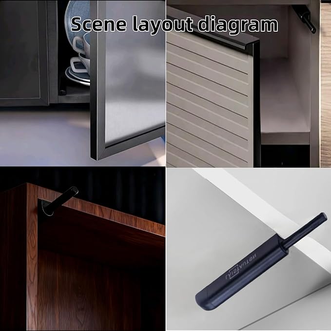 Softly-Closed Door Latch - 2 Pairs Magnetic Cabinet Push Open Latch，Full Extension Concealed Hidden Door Latch with Magnetic Shock Absorber for Kitchen Cabinet, Wardrobe, Office Furniture